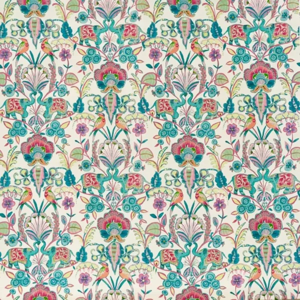 Bangalore Fabric - Flamingo by green botanical cotton fabric from Prestigious Textiles