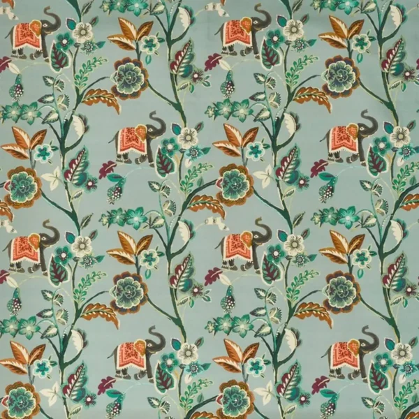 Gujarat Fabric - Jewel by green botanical cotton fabric from Prestigious Textiles