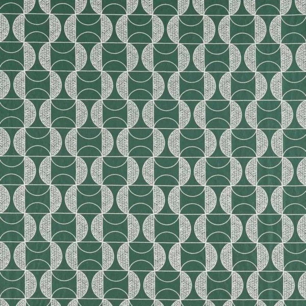 Shinku Fabric - Emerald by green geometric embroideried fabric from Scion