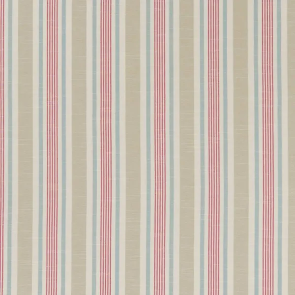 Mappleton Fabric - Fuchsia by multicolour striped cotton fabric from Studio G