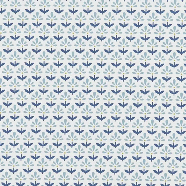 Fleur Fabric - Denim by blue botanical cotton fabric from Studio G