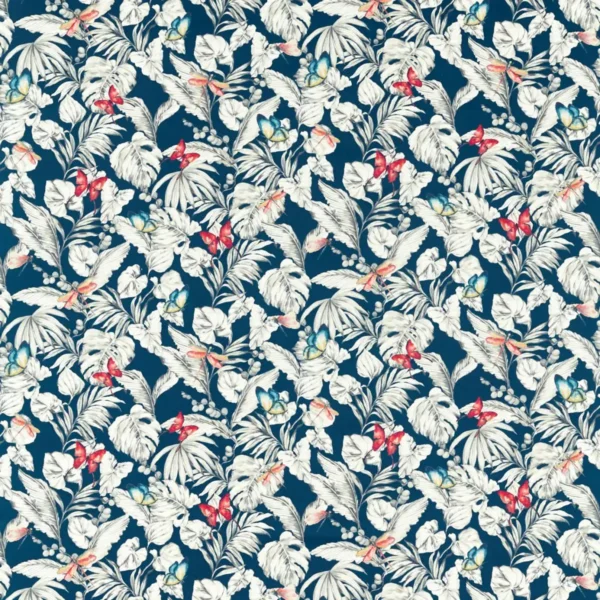 Acadia Fabric - Midnight by multicolour botanical cotton fabric from Studio G