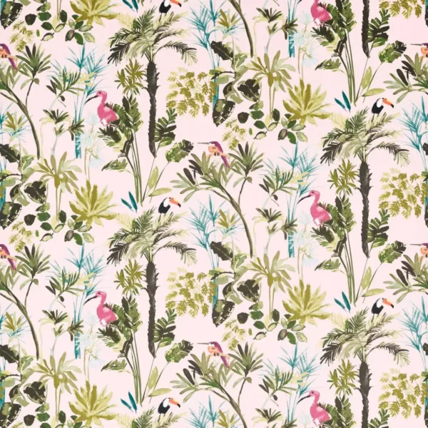 Palm Fabric - Blush / Velvet by pink botanical printed fabric from Studio G