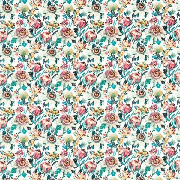 Paradise Fabric - Russet by multicolour botanical cotton fabric from Studio G
