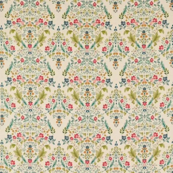 Gawthorpe Fabric - Forest / Linen by green botanical cotton fabric from Studio G