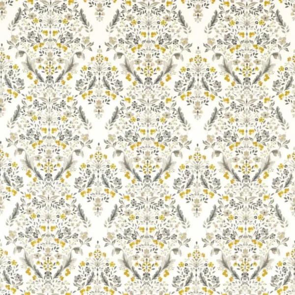 black-grey botanical cotton fabric from Studio G