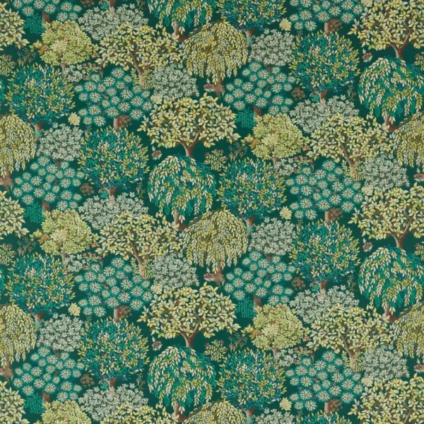 Tatton Fabric - Forest by green botanical cotton fabric from Studio G