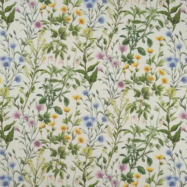 Buttercup Fabric - Linen by multicolour botanical printed fabric from Studio G