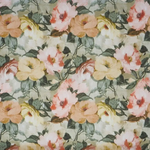 Amelia Fabric - Papaya by multicolour botanical printed fabric from Prestigious Textiles
