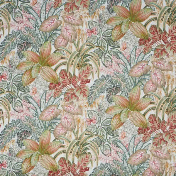 Canopy Fabric - Papaya by multicolour botanical printed fabric from Prestigious Textiles