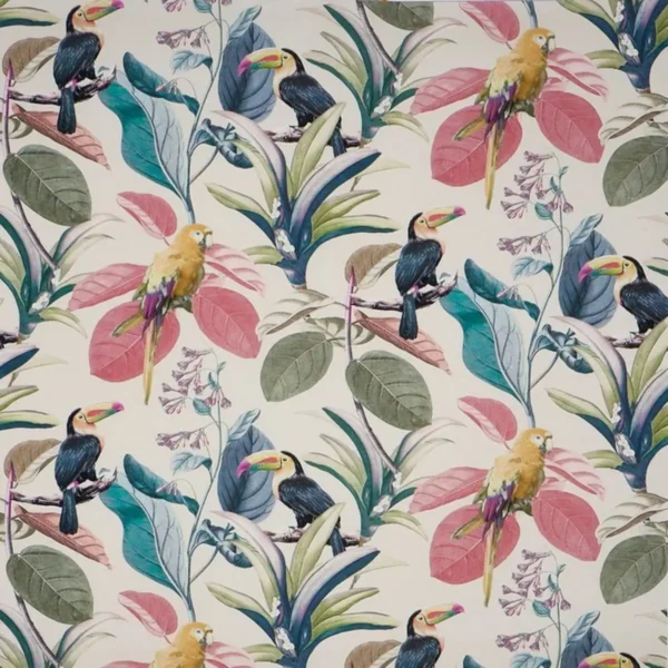 Parakeet Fabric - Seashell by multicolour botanical printed fabric from Prestigious Textiles