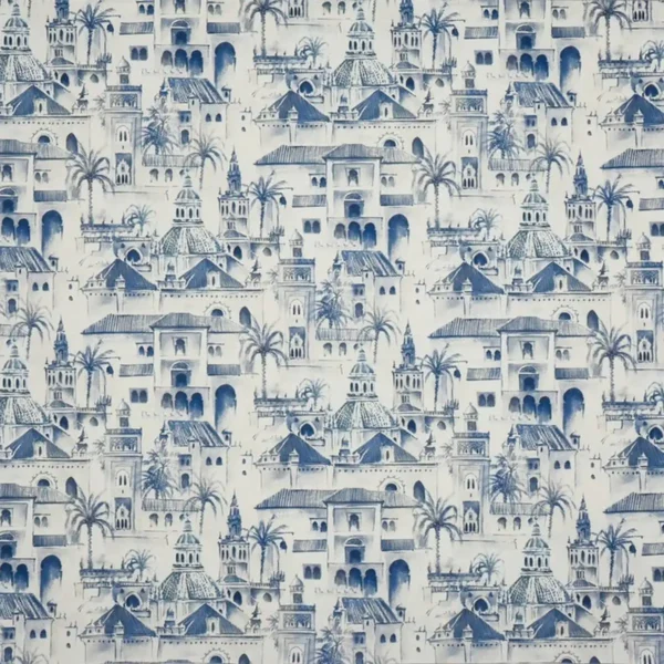 blue traditional printed fabric from Prestigious Textiles