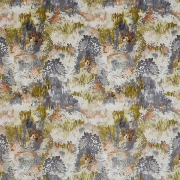 Fresco Fabric - Amber by multicolour botanical velvet-chenille fabric from Prestigious Textiles
