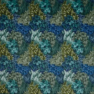 blue botanical velvet-chenille fabric from Prestigious Textiles