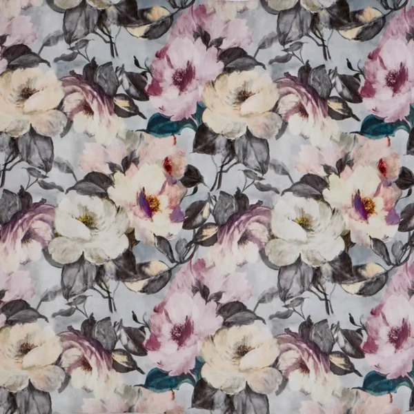 Rosa Fabric - Orchid by multicolour botanical velvet-chenille fabric from Prestigious Textiles