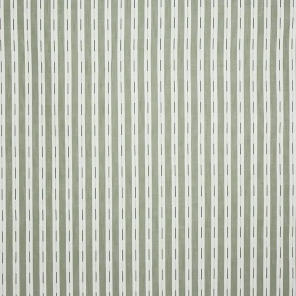 Comino Fabric - Basil by green striped embroideried fabric from Prestigious Textiles