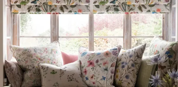 Forest Trail Fabric - Raspberry / Cream from