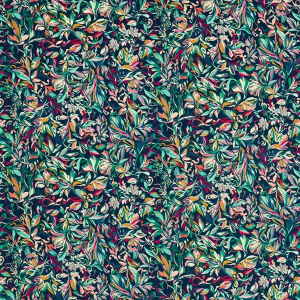 Ashbrook Fabric - Midnight by multicolour botanical velvet-chenille fabric from Studio G