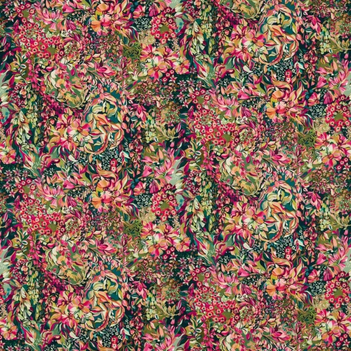 Aubrey Fabric - Forest / Raspberry swatch