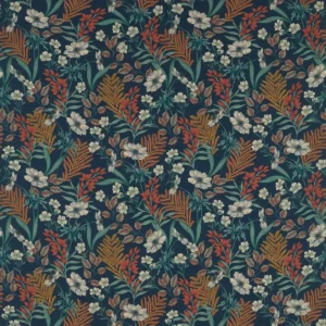 blue botanical cotton fabric from Studio G
