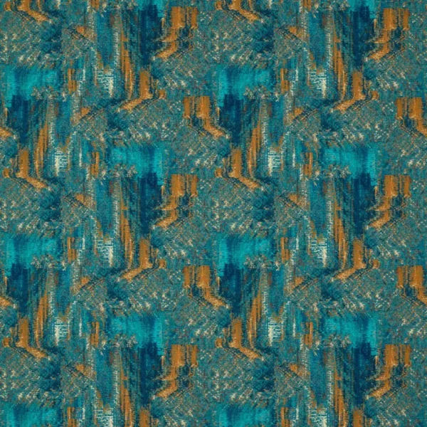Hillcrest Fabric - Teal / Spice by blue misc velvet-chenille fabric from Studio G