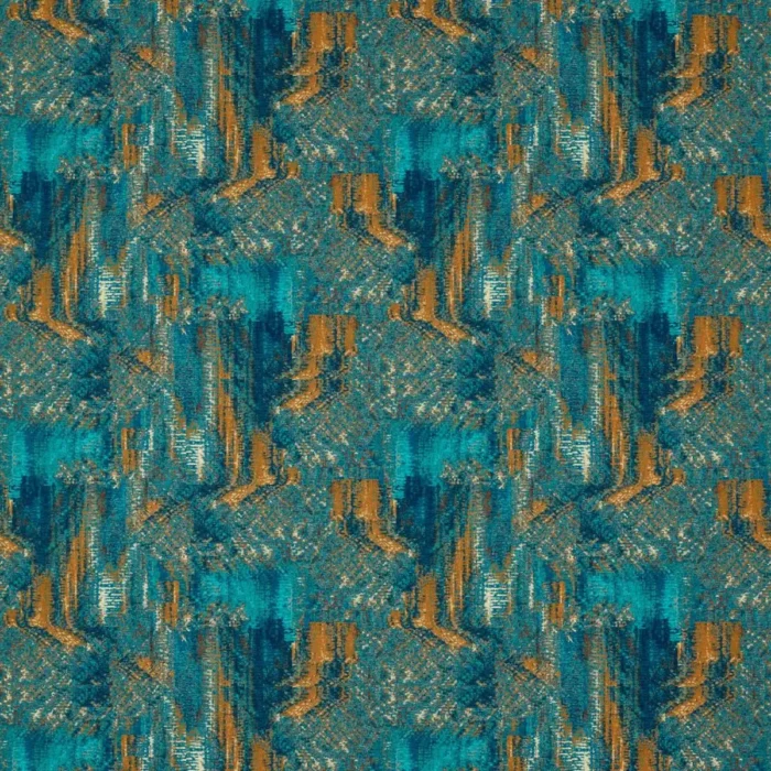 Hillcrest Fabric - Teal / Spice swatch