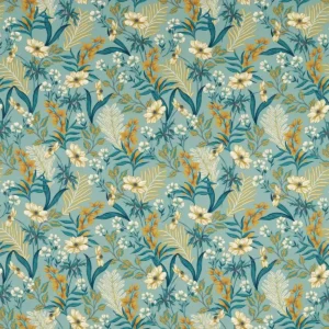 blue botanical cotton fabric from Studio G
