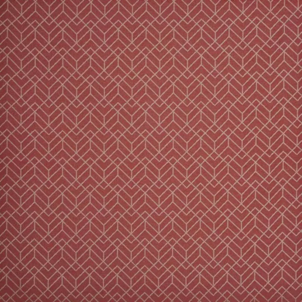 Penrose Fabric - Cranberry by red geometric woven fabric from Prestigious Textiles