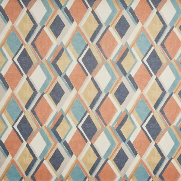 Junction Fabric - Gilded by multicolour geometric printed fabric from Prestigious Textiles