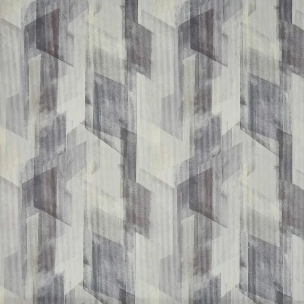 Network Fabric - Stonewash by black-grey geometric printed fabric from Prestigious Textiles
