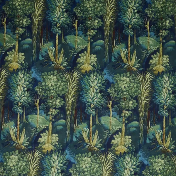 blue botanical velvet-chenille fabric from Prestigious Textiles