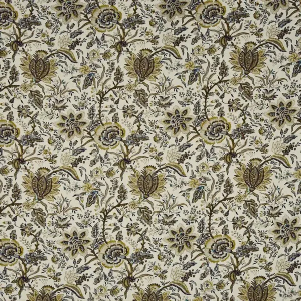 Apsley Fabric - Ochre by brown botanical printed fabric from Prestigious Textiles