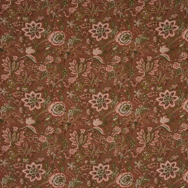 Apsley Fabric - Russet by brown botanical printed fabric from Prestigious Textiles