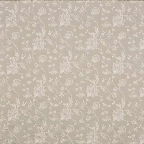 Bayswater Fabric - Natural by black-grey botanical embroideried fabric from Prestigious Textiles