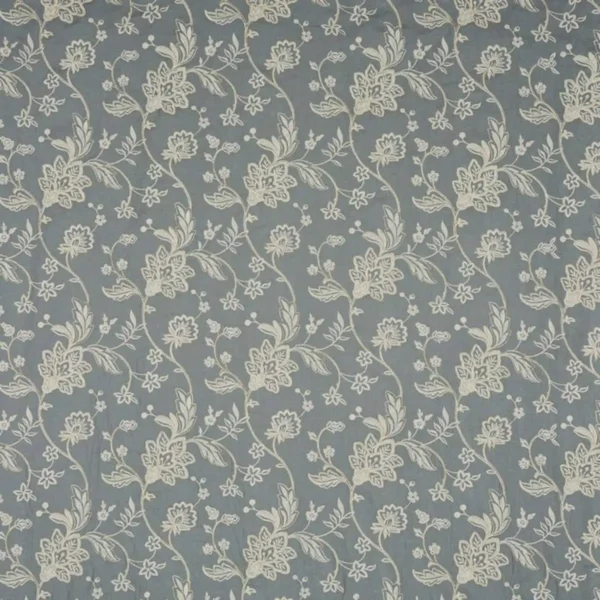 blue botanical embroideried fabric from Prestigious Textiles