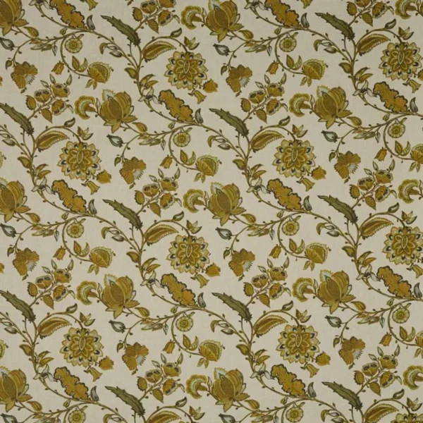 Kenwood Fabric - Ochre by yellow botanical printed fabric from Prestigious Textiles