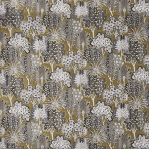 black-grey botanical jacquard fabric from Prestigious Textiles
