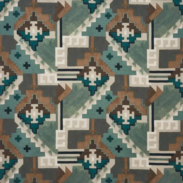Machu Picchu Fabric - Mineral by green geometric cotton fabric from Prestigious Textiles