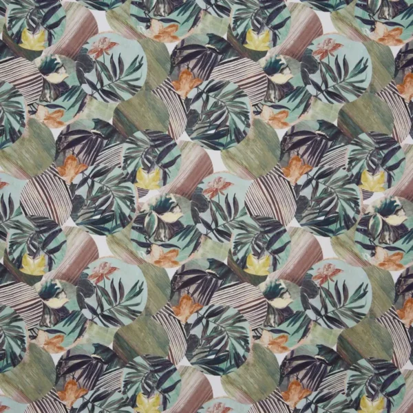 Osaka Fabric - Green Tea by green botanical cotton fabric from Prestigious Textiles
