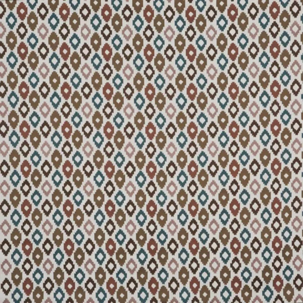 Cassia Fabric - Nutmeg by brown geometric embroideried fabric from Prestigious Textiles