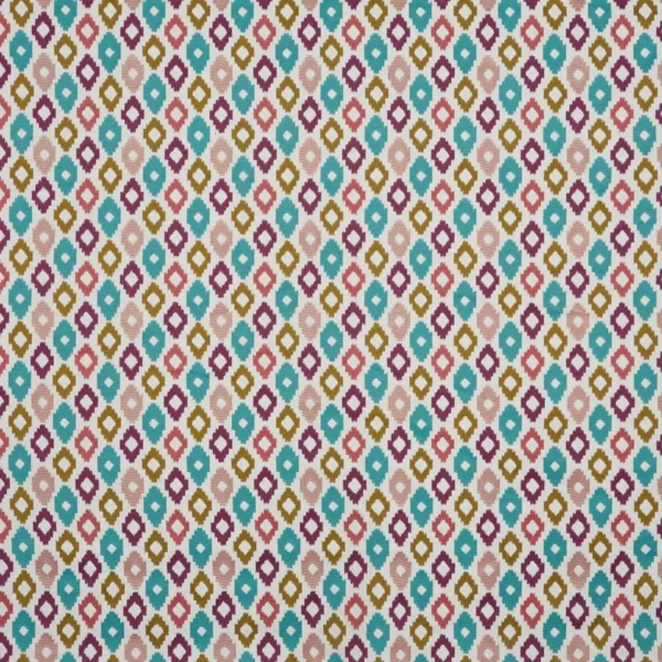 Cassia Fabric - Fig by multicolour geometric embroideried fabric from Prestigious Textiles