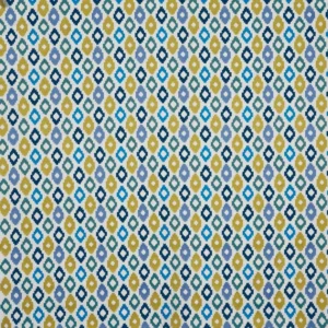 blue geometric embroideried fabric from Prestigious Textiles