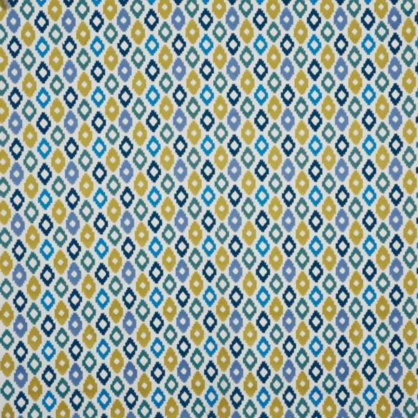 Cassia Fabric - Sea Grass by blue geometric embroideried fabric from Prestigious Textiles