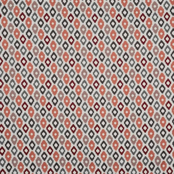 Cassia Fabric - Passion Fruit by multicolour geometric embroideried fabric from Prestigious Textiles
