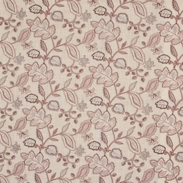 Berkley Fabric - Peony by pink botanical embroideried fabric from Prestigious Textiles