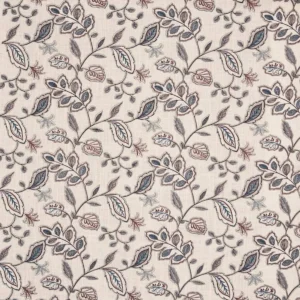 blue botanical embroideried fabric from Prestigious Textiles