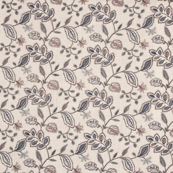 Berkley Fabric - Royal by blue botanical embroideried fabric from Prestigious Textiles