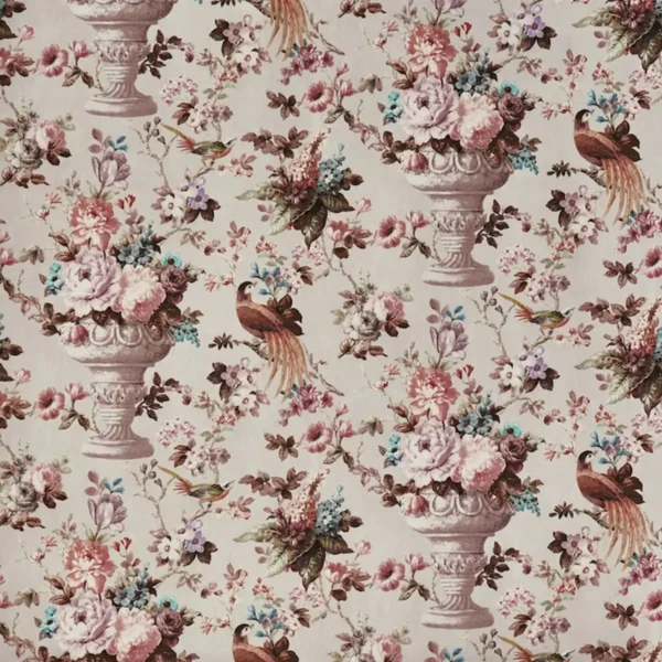 Clarence Fabric - Peony by multicolour botanical cotton fabric from Prestigious Textiles