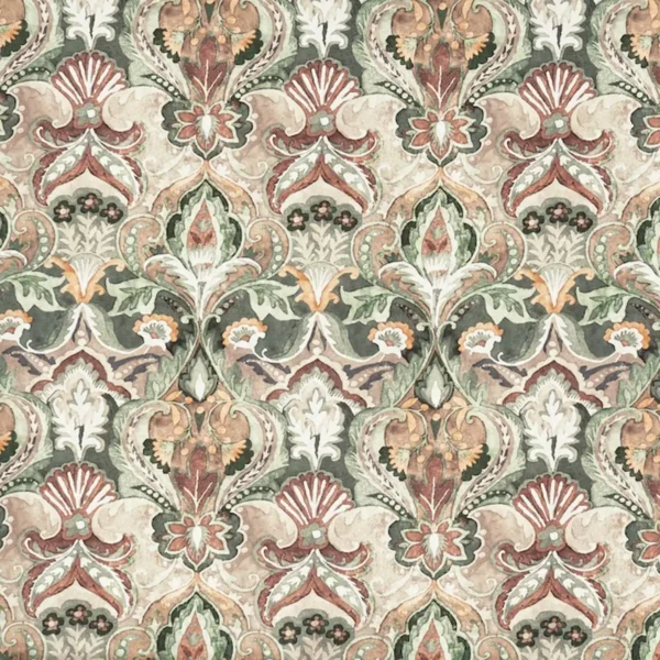 Hollyrood Fabric - Laurel by green traditional cotton fabric from Prestigious Textiles