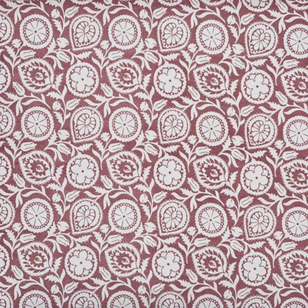 Lancaster Fabric - Peony by red botanical jacquard fabric from Prestigious Textiles